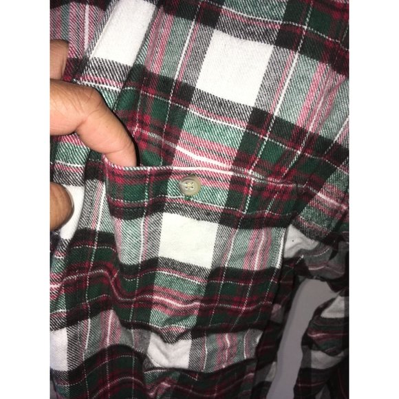 David Taylor Mens Red, Green, White Plaid Button Up Flannel Shirt Size L- NWT - Picture 2 of 4